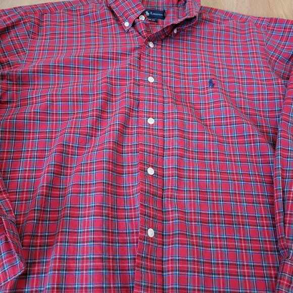 Ralph Lauren Shirt Mens Large 16.5/34/35 Red Plaid Button Up Classic Fit Pony - Picture 2 of 12